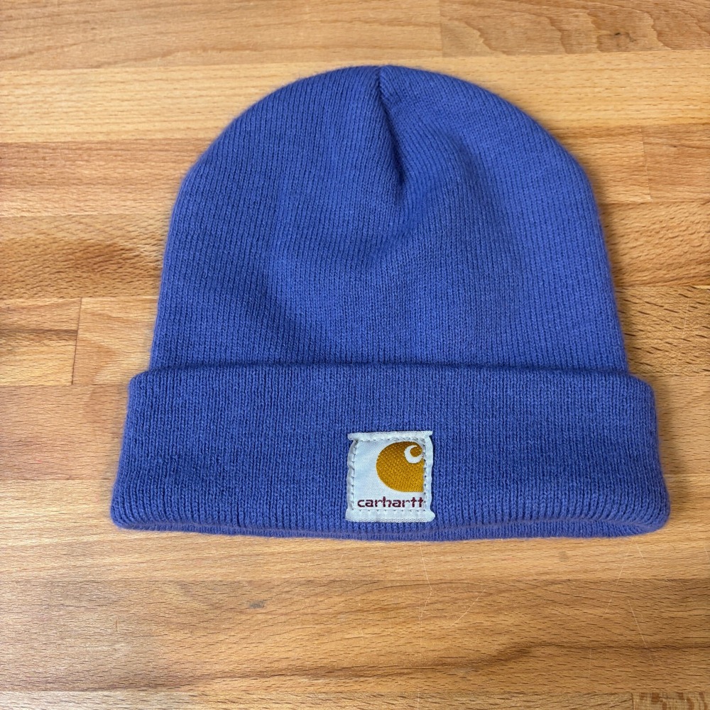 Carhartt Hat Beanie Youth One Size Purple Blue Knit Stocking Cap‎ Work Wear